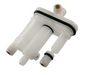 White component with black rubber bands on a white background